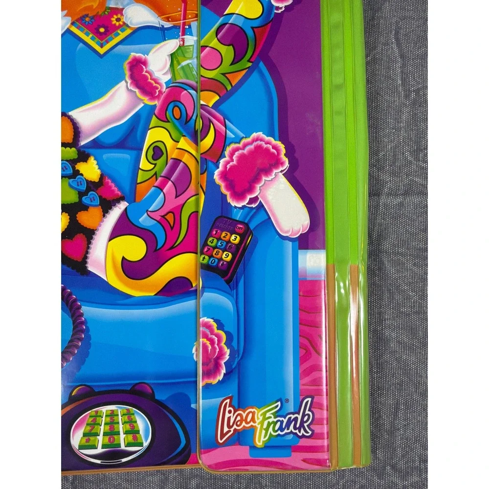 VTG Lisa Frank 3-Ring Binder Prancing Poodle Casey Cat Neon Retro 90s Stationery